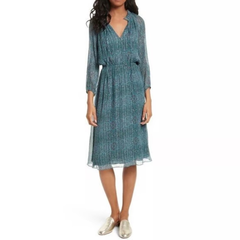 Rebecca Taylor Women Minnie Floral Print Dress Turquoise